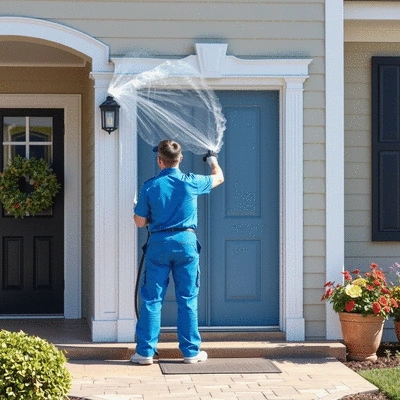 Exterior cleaning service demonstration