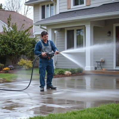 Power washing service in action