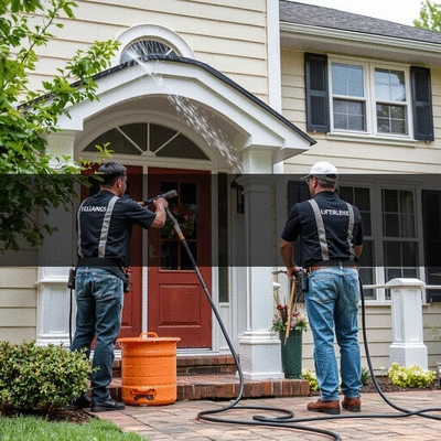 Exterior cleaning service in action
