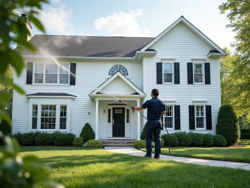 Professional power washing of a clean house in Pennsylvania